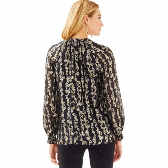 NWT LILLY PULITZER Angelika Ruffle Chiffon Blouse - Picture 3 of 6